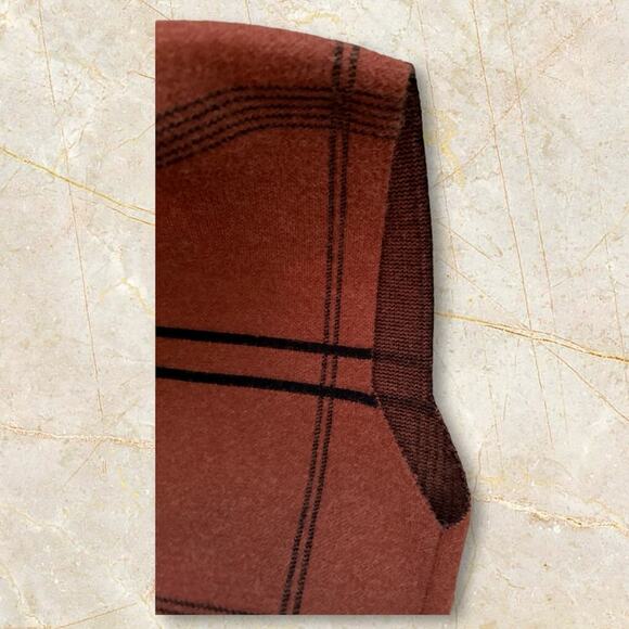 JADE Plaid Orange Brown Long Vest Button Down Vest Hoodie Women's Small /Medium - Picture 6 of 8